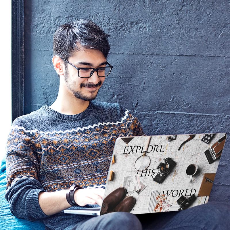 Image of Galaxsia Explore This World Full Body Vinyl Laptop Skin /Sticker /Cover Upto 15.6 Inches Laptops Laminated-Removable-HD Quality Compatible for Hp-Dell-Sony-Lenovo-Asus etc.(15x10 Inches)