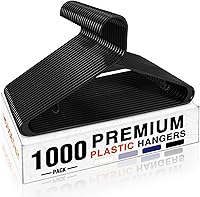 Vista 24 de HOUSE DAY Paquete de 10 perchas de plástico color negro, perchas de plástico con ganchos integrados, percha duradera y fuerte para armario, ahorro