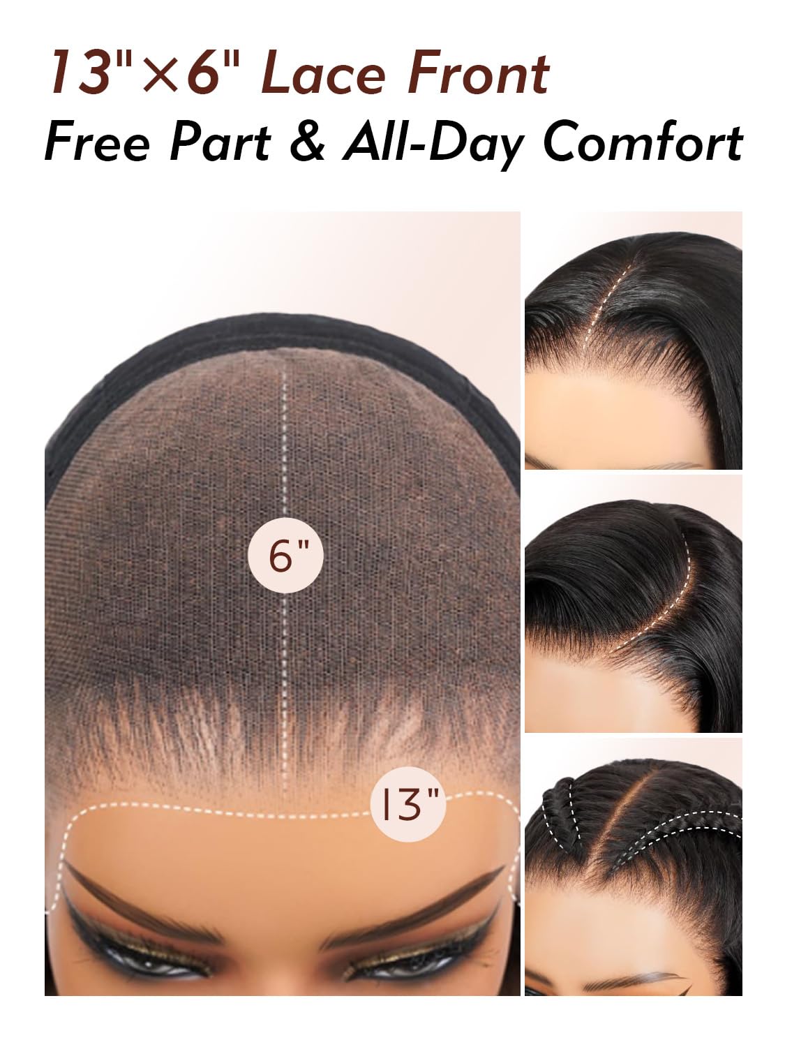 Glueless Wigs Human Hair 13x6 Lace Front Wigs Human Hair 210% Density Body Wave Lace Front Wig 100% Pre Plucked Pre Cut 15A Transparent Lace Wig 20inch Beginner Friendly
