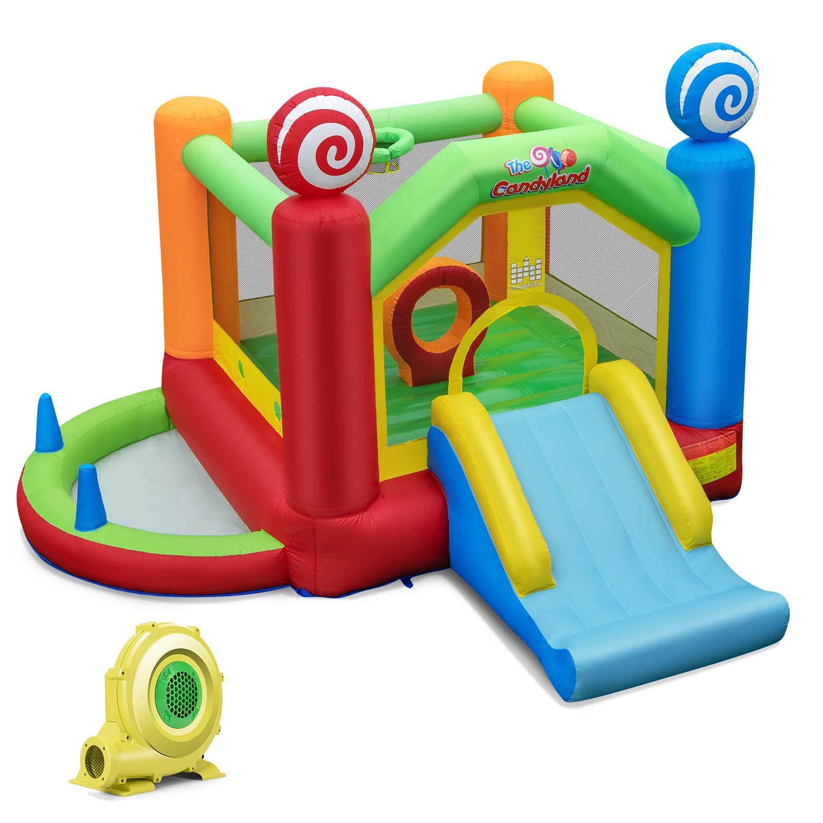 COSTWAY Castillo Hinchable Grande con Soplador, 6 en 1 Castillo Hinchable para Niños 3 a 10 años, 355 x 385 x 245 cm, Insuflavel Crianças Interior Exterior
