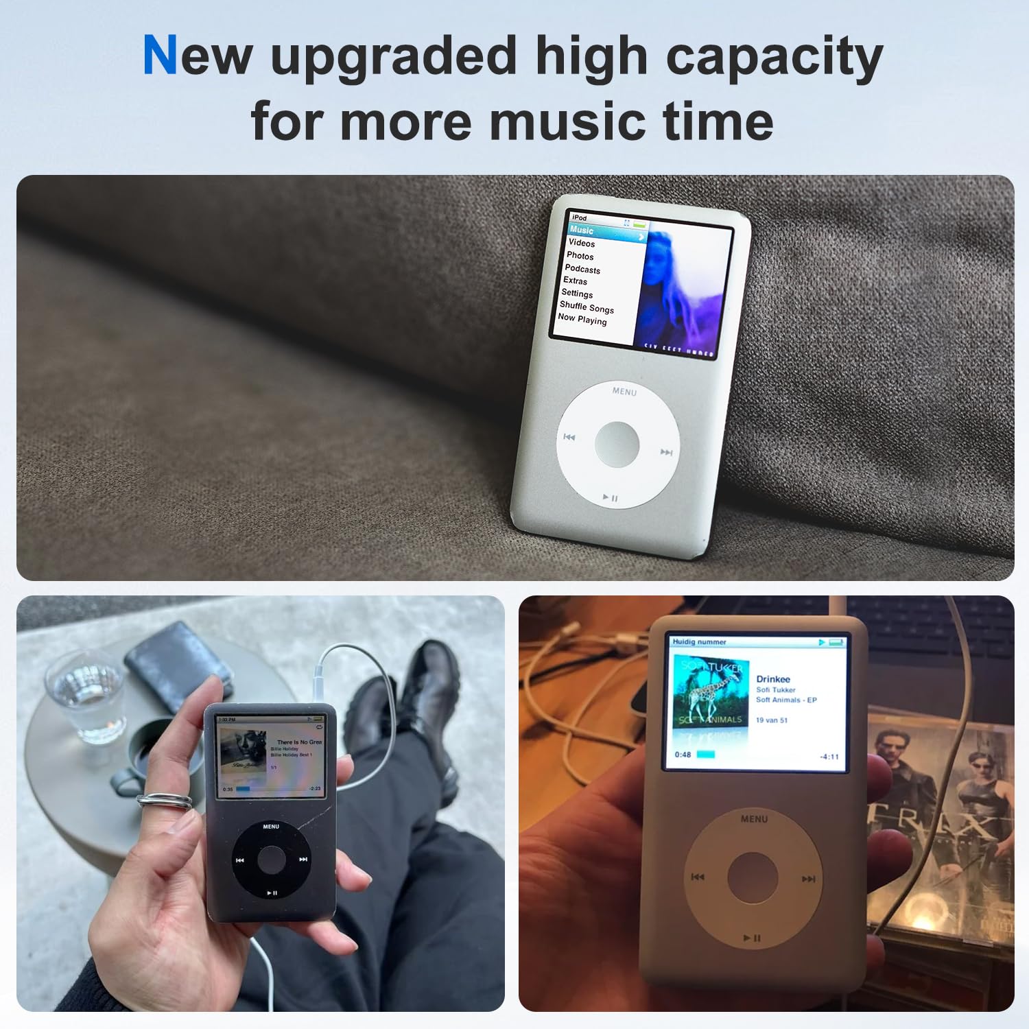Batteria di ricambio 900 mAh per iPod di 5ª sesta e settima generazione Video Classic (A1136, A1238), 6° gen(80 GB), 6,5° gen(120 GB), 7° gen(160 GB) e 5° genere (30 GB) con strumento