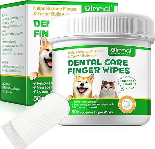 Limpieza de dientes de perro, 50 unidades, toallitas de limpieza de dientes de mascotas para perros y gatos, kit de cepillo de dientes para perros,