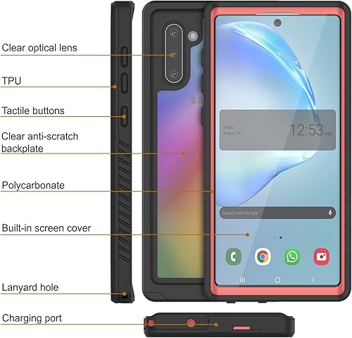 Miniatura 10 de Punkcase Note 10 - Funda impermeable serie extrema ajuste delgado certificado IP68 a prueba de golpes a prueba de suciedad a prueba de nieve funda