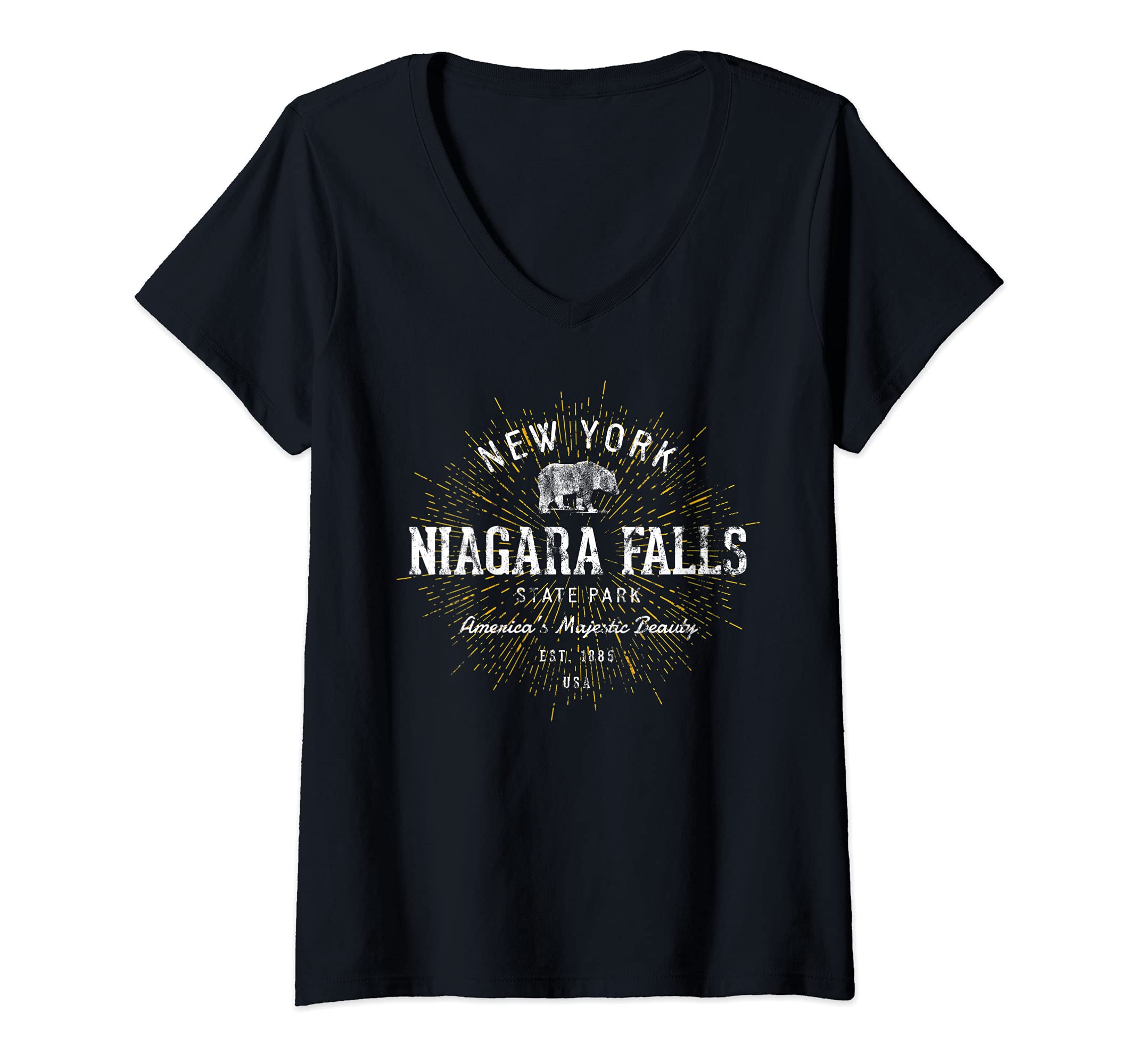 Niagara Falls State Park Souvenirs by TreajaWomens Niagara Falls Vintage Retro Niagara Falls State Park V-Neck T-Shirt