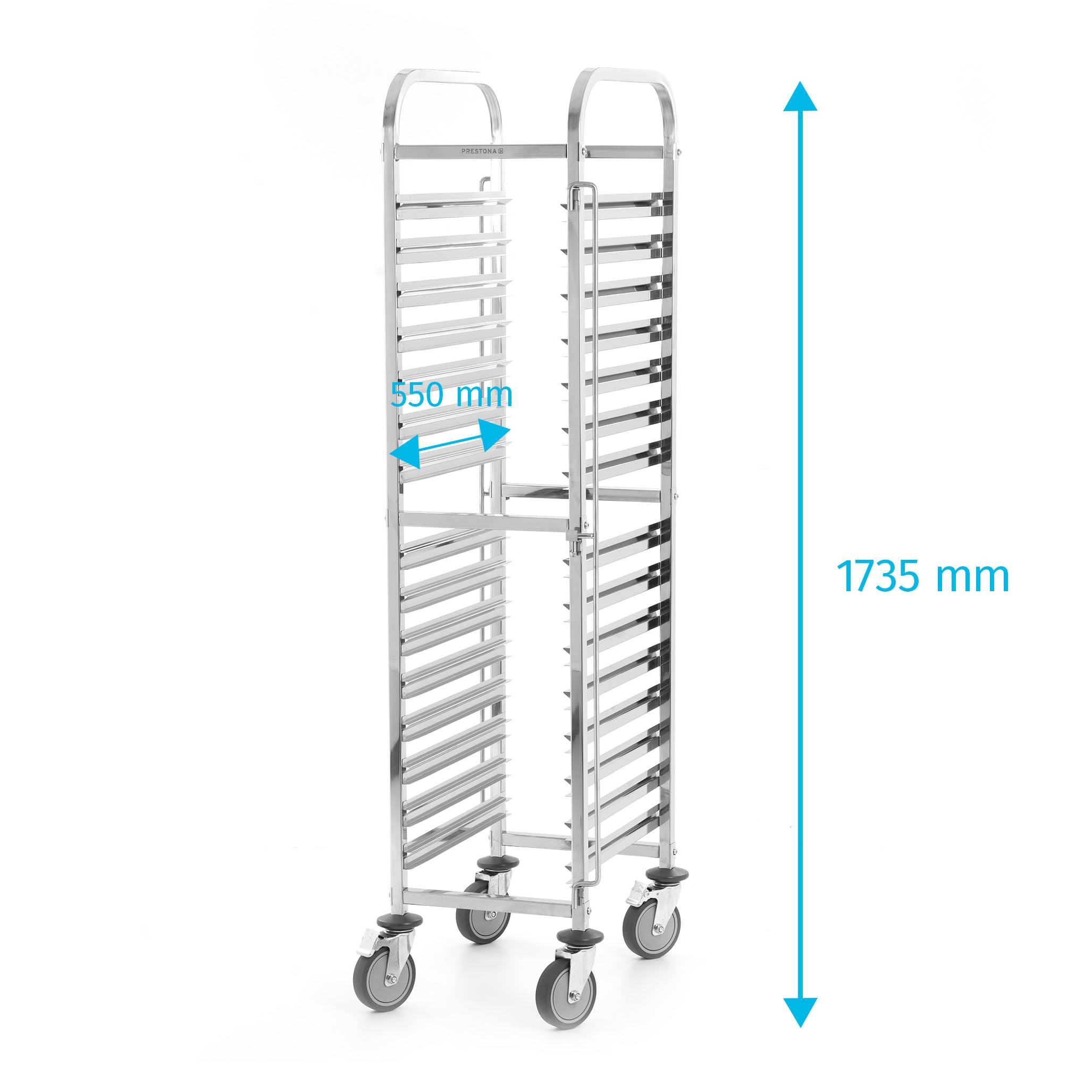 Technica Edelstahl Transportwagen für Geschirrkörbe mit Griff - Gastronormwagen 540×600×880 mm - Wagen mit Rollen - Tablettwagen - Regalwagen - Einschübe Gastro - Rollbehälter - Servier Trolley