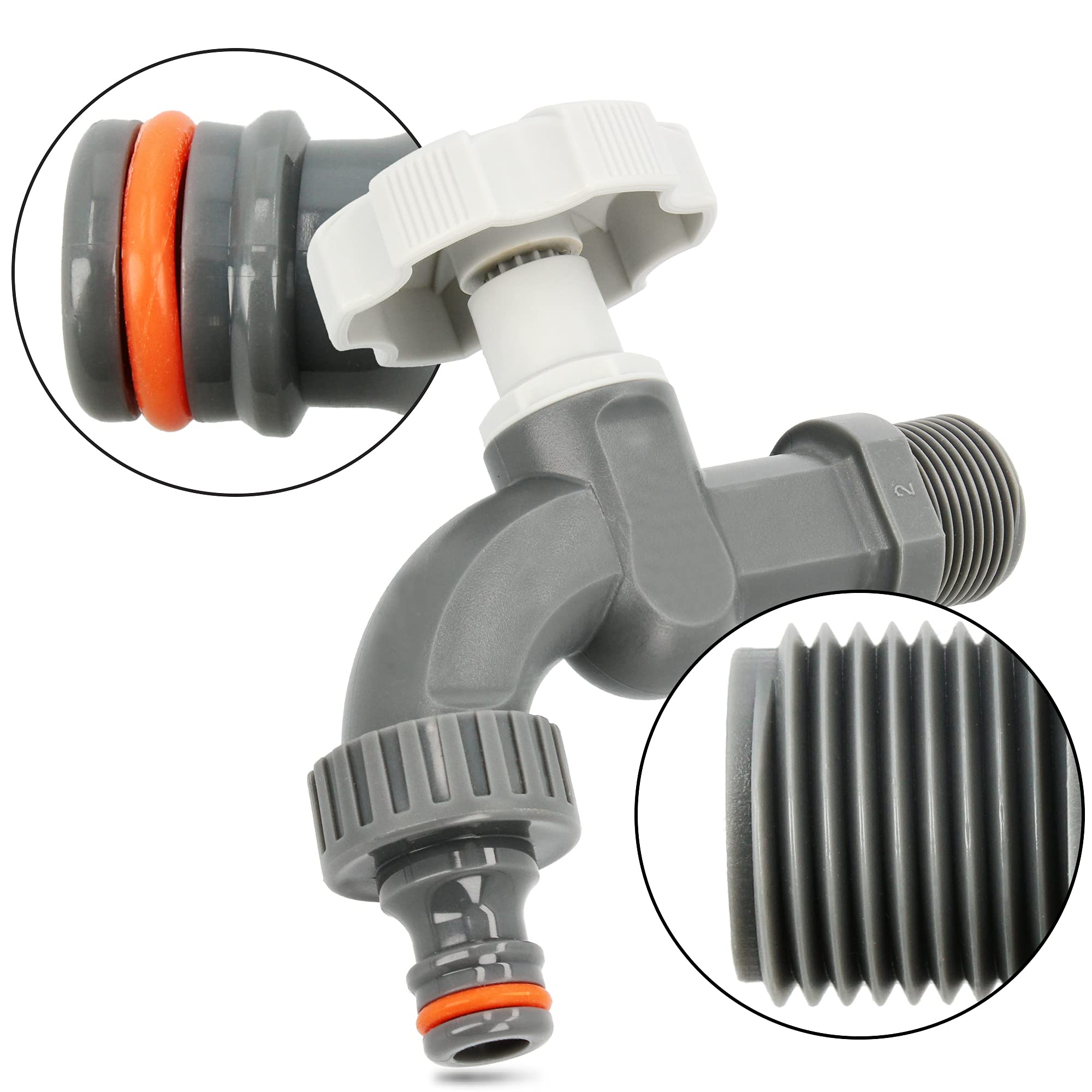 BRADAS Bateria ogrodowa, z tworzywa sztucznego, 3/4" x 3/4", zapasowy zawór do zbiornika na deszczówkę, wąż ogrodowy z adapterem do węża