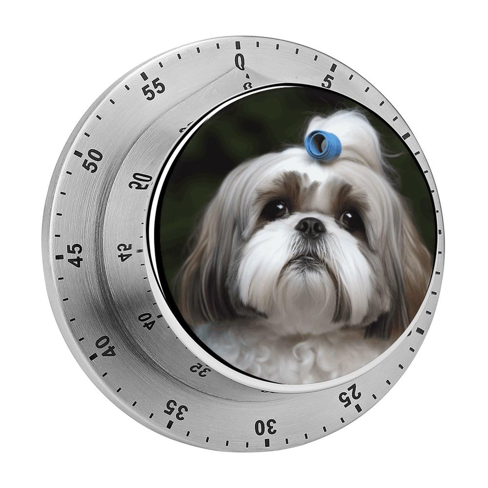 Shih Tzu Dog Visual Timer Cute Desk Timers No Batteries Required Magnetic Indoor Countdown Timers Loud Alarm Exquisite Manual Time Timer Clock for Gift