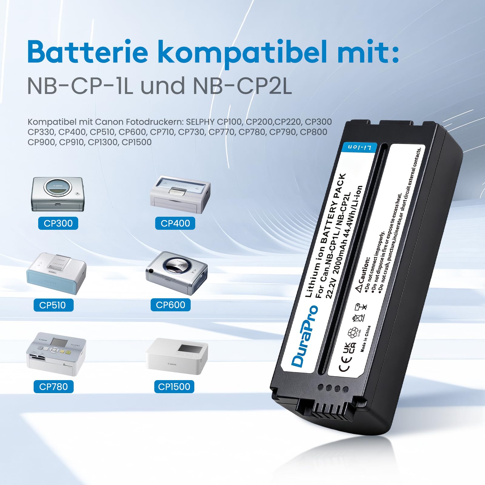 Batteria E Caricatore NB-CP2L Per Stampanti Canon SELPHY – 2500mAh, Ricambio Per NB-CP1L, Compatibile Con CP100, CP200, CP300, CP400, CP510 E CP600 - 3