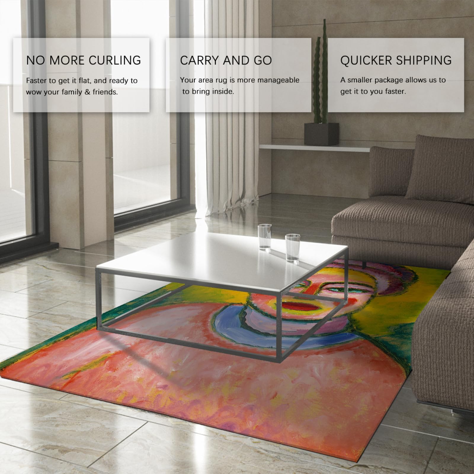 Dywaniki o żywych kolorach 60 x 120 cm impresjonistyczny obraz portret antypoślizgowe dywany do salonu sztuka nowoczesna dom biuro akcent dywan
