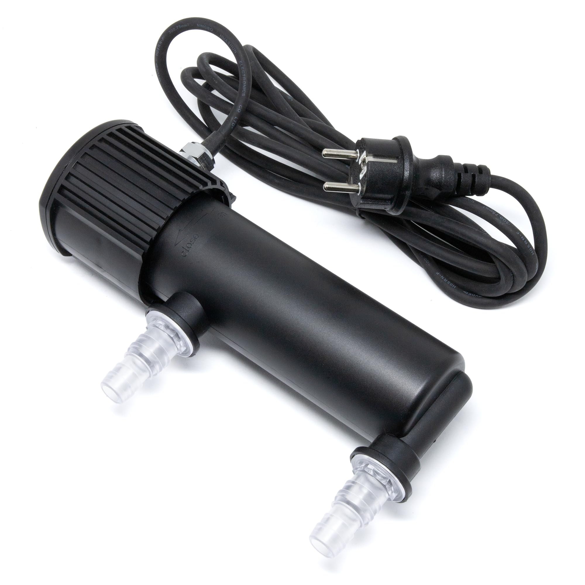 UVC Klärer, Modell: GUV-207, 7 Watt, 1.200 l/h, Teichklärer mit 2 Anschlüssen 20/25/32/40 mm, UV-Schauglas und Quick Lock-Anschluss, Teichfilter mit Pumpe für den Gartenteich