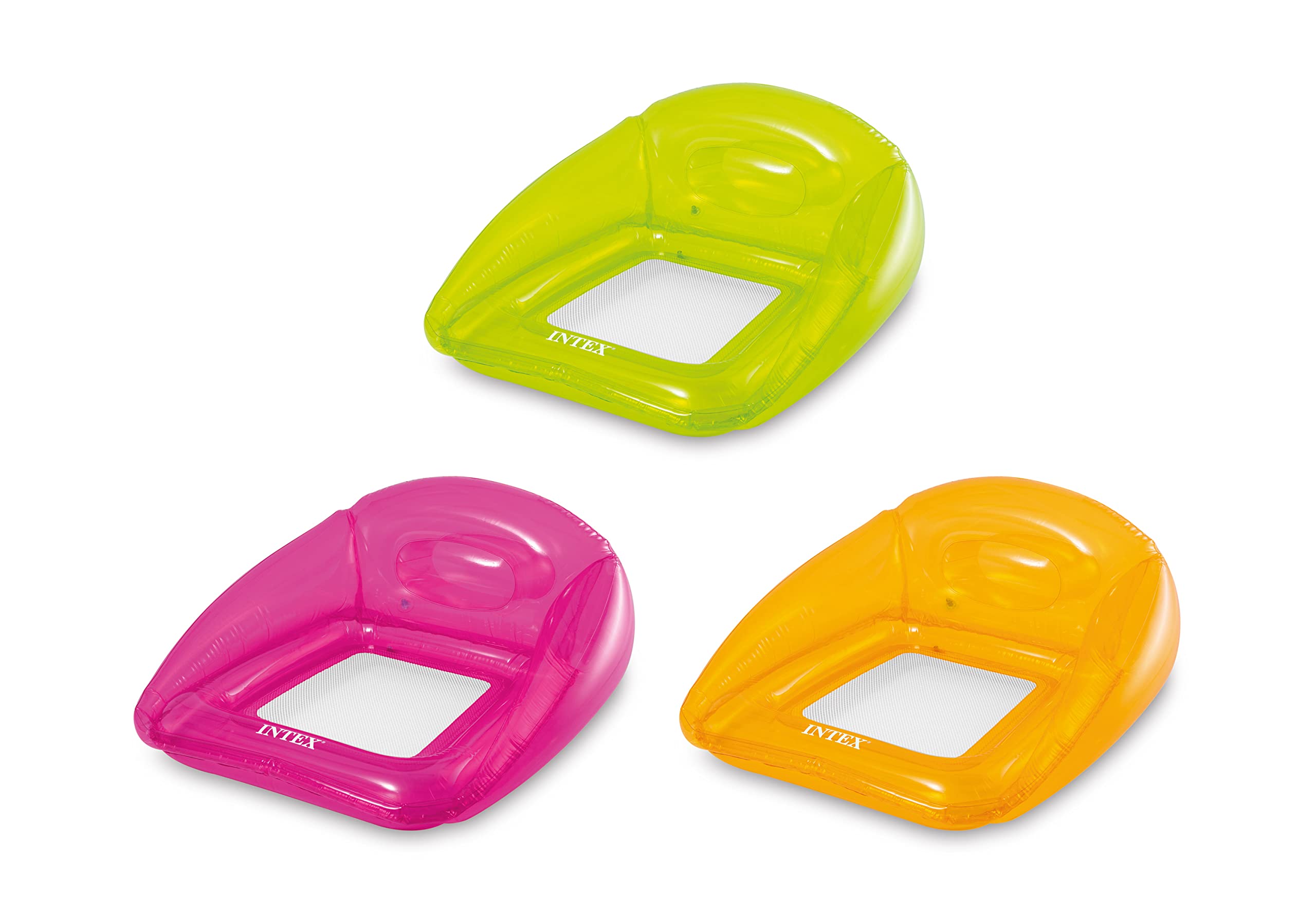 Intex 56802NP - Poltrona Gonfiabile Mare Trasparente Con Retina Assortiti, Vinile, Multicolore, 104X102 Cm-image