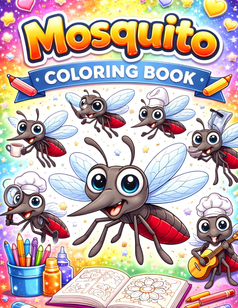 Funny Mosquito Coloring Book for All Ages: Cute Cartoon Mosquitoes, Silly Characters & Relaxing Coloring Pages for Kids, Teens & Adults | Fun, Stress Relief & Creative Activity Book