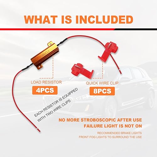 Miniatura 3 de 4 resistencias de carga de 50 W y 6 ohmios, arregla bombilla LED rápido Hyper Flash, código de error de parpadeo de señal de giro, adaptador de