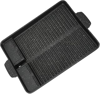 Compatible For Portable Barbecue Tray Aluminium Alloy Non-Stick Pan Oil Leak Notch Design Lightweight