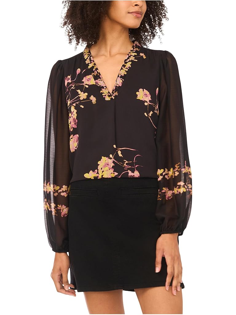 Black Vince Camuto V-Neck with Long Sleeve