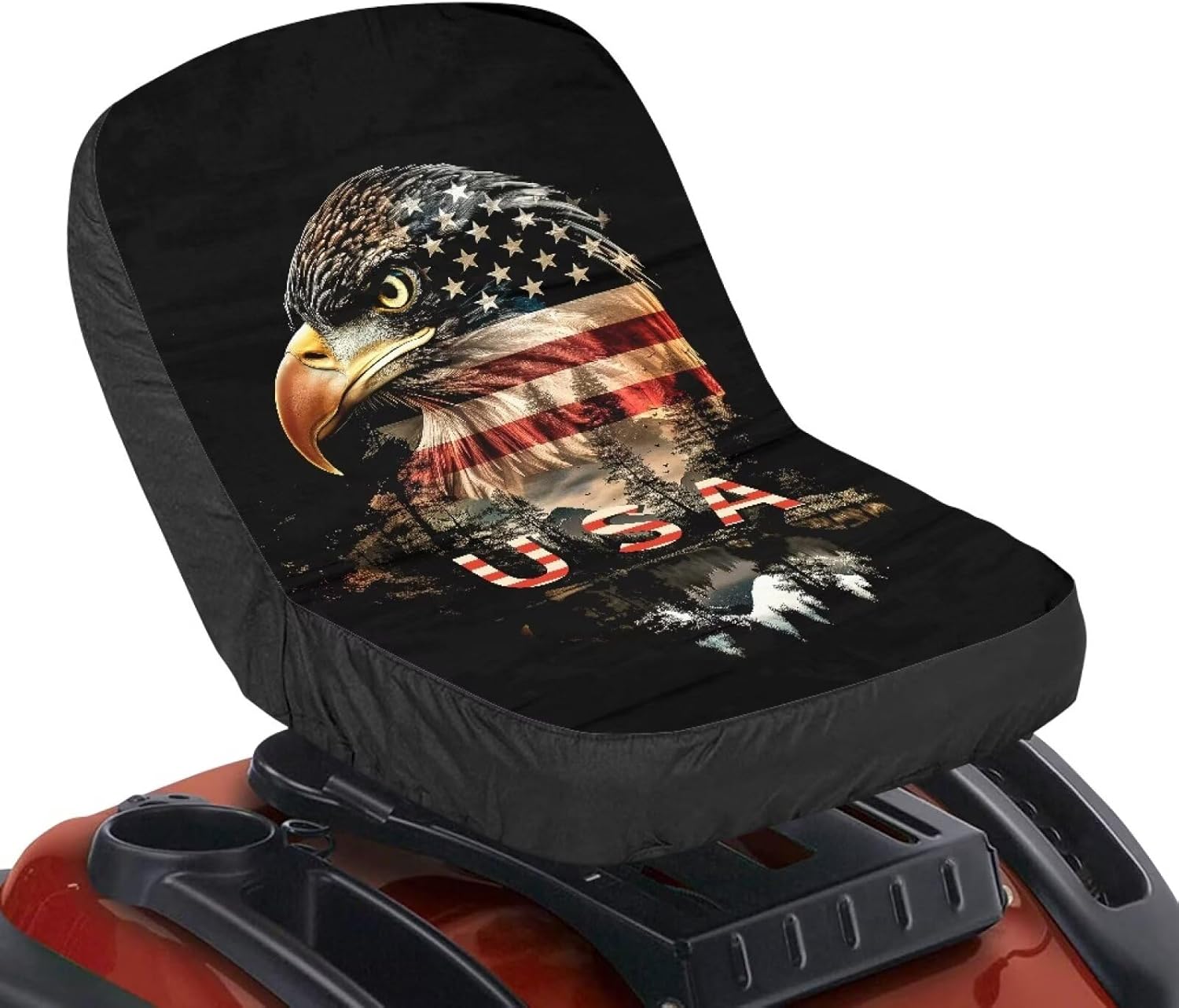 Fire Rugby Seat Cover,Horse American Flag Print Tractors Seat Cushion Riding Waterproof Heavy Duty Tractor Accessories for Agricultural and Industrial Vehicle