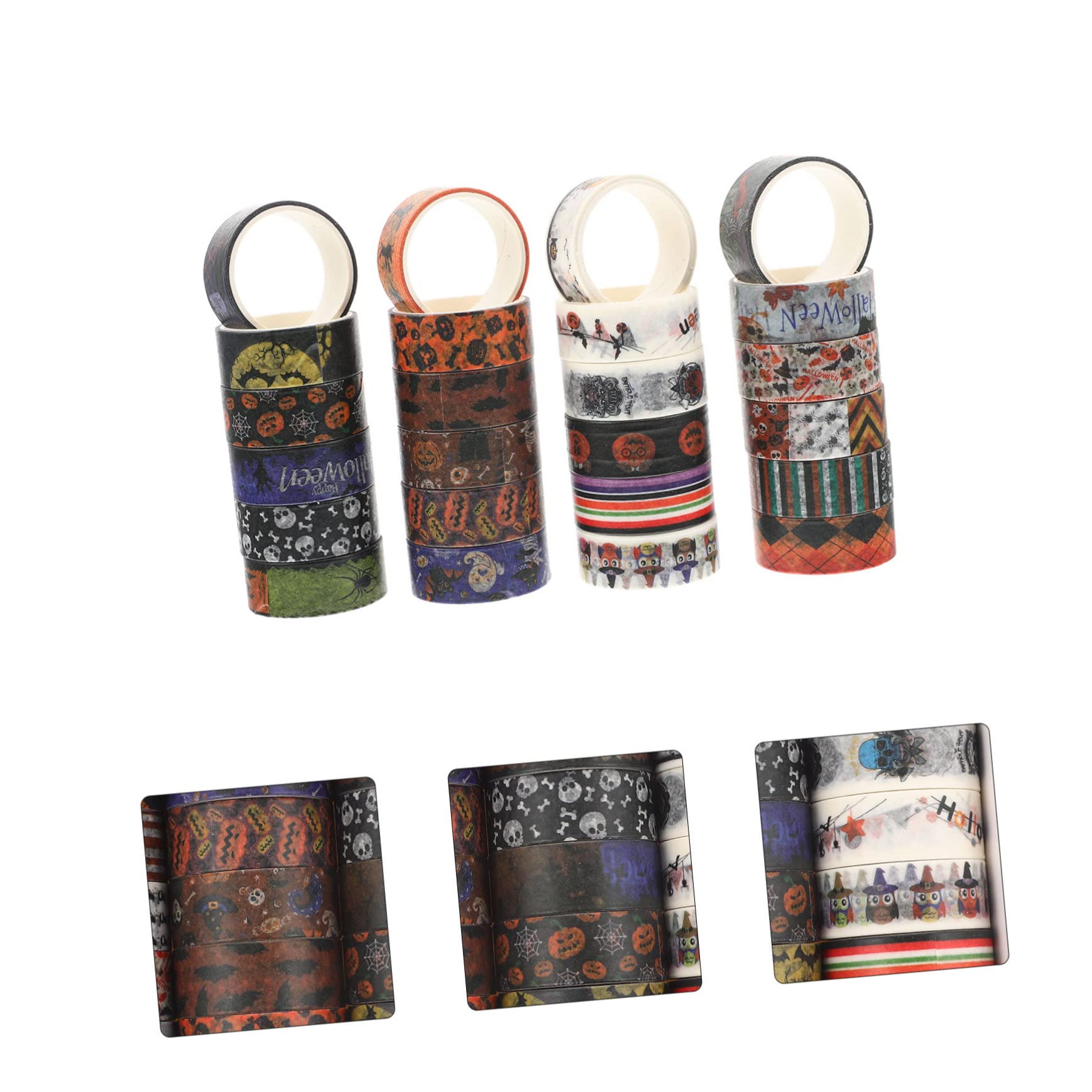 TEHAUX 72piezas Cintas Washi Decorativas De Halloween De Diseño Temático para Manualidades y Decoración De Fiestas Accesorios Creativos para Scrapbooking y Proyectos