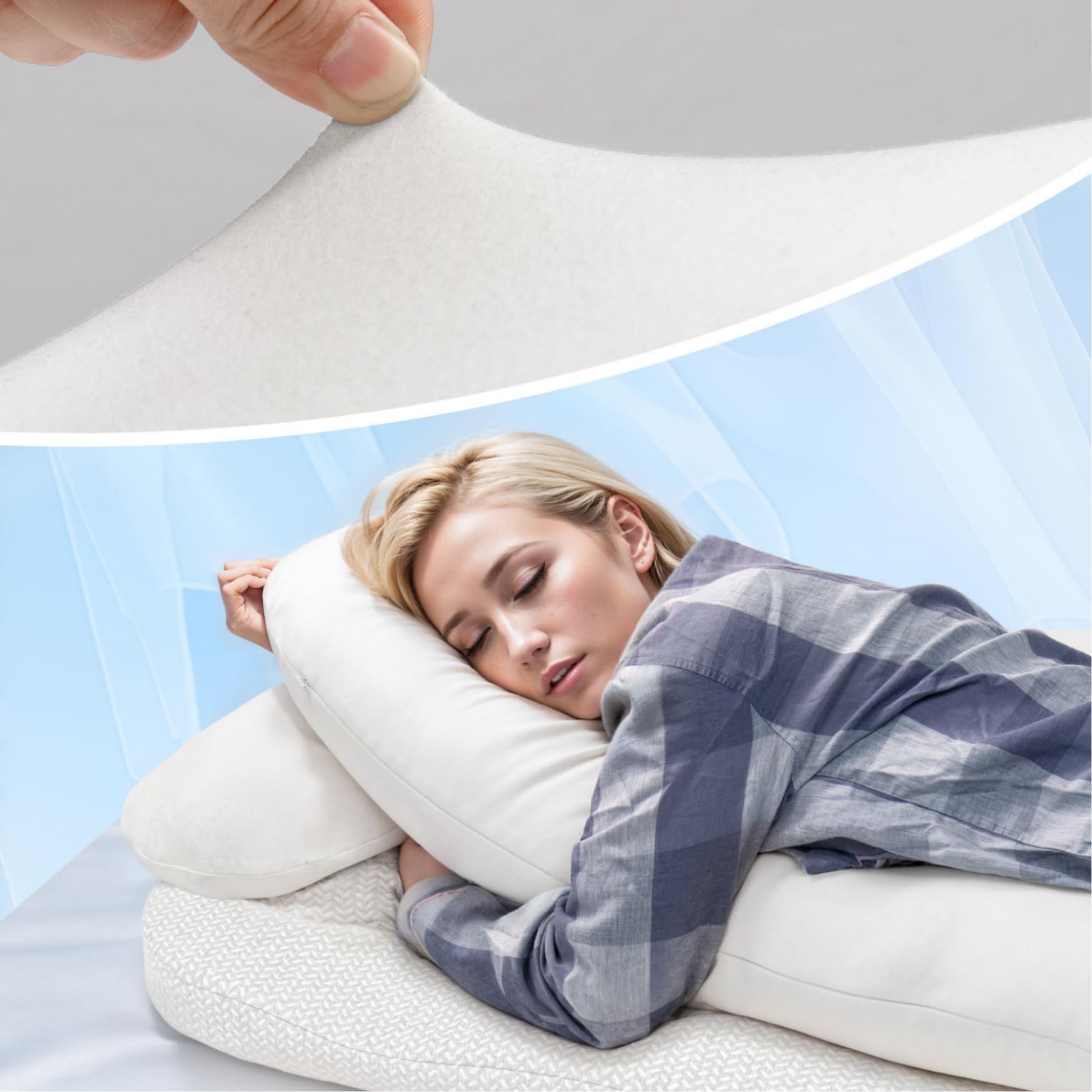 Cuscino per dormire sul fianco per alleviare il dolore alle spalle, cuscino di supporto per adulti che dormono sul fianco, cuscino ergonomico a forma di H per GERD, supporto per collo e schiena