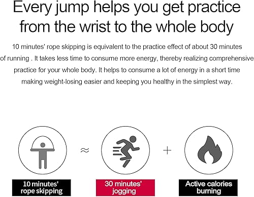 Miniatura 6 de Cuerda de saltar sin enredos, con rodamientos de bolas, cable de cuerda de salto rápido y mangos de espuma de memoria de 15 cm, ideal para