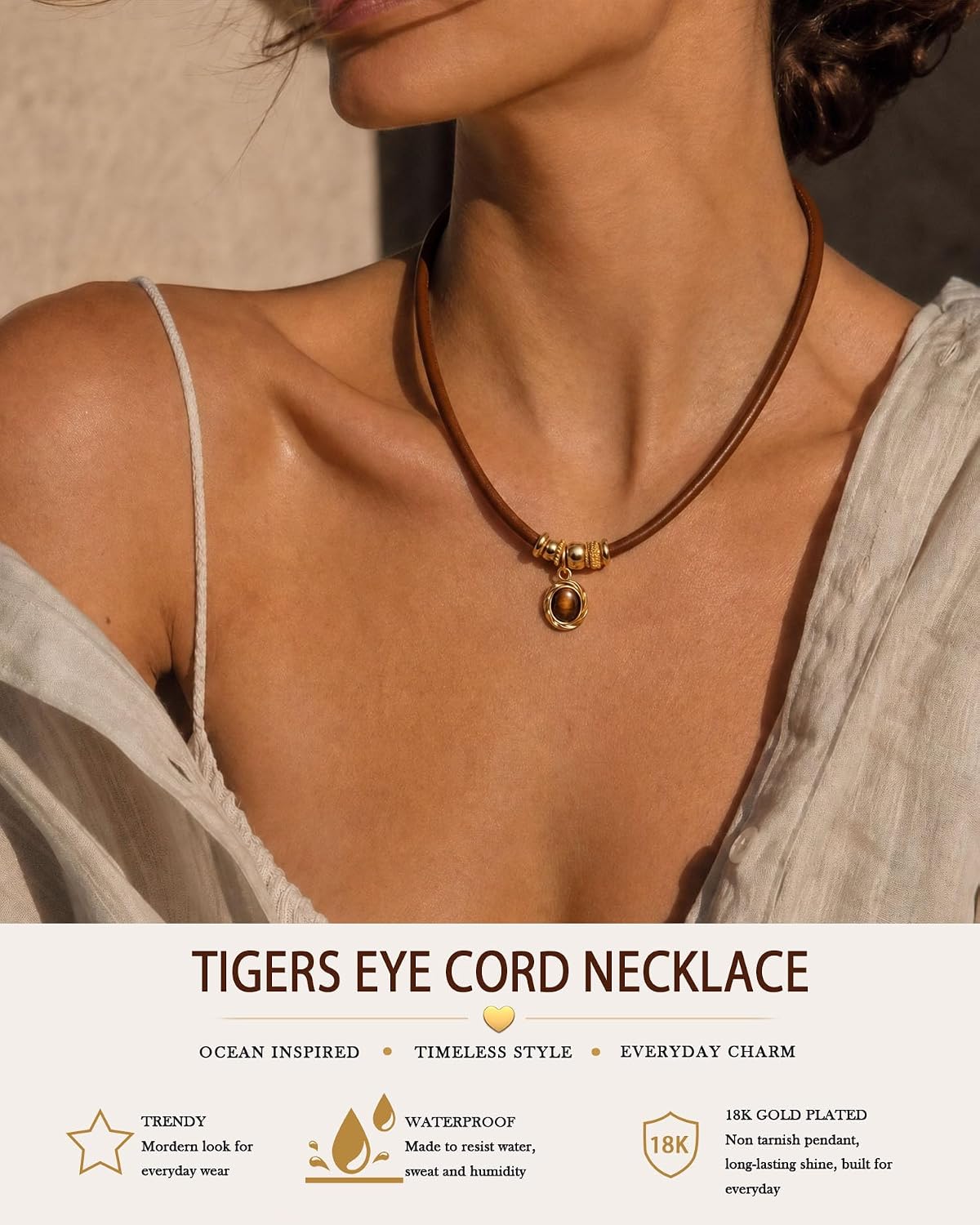 Leather Cord Paracord Rope Statement Pendant Necklace for Women