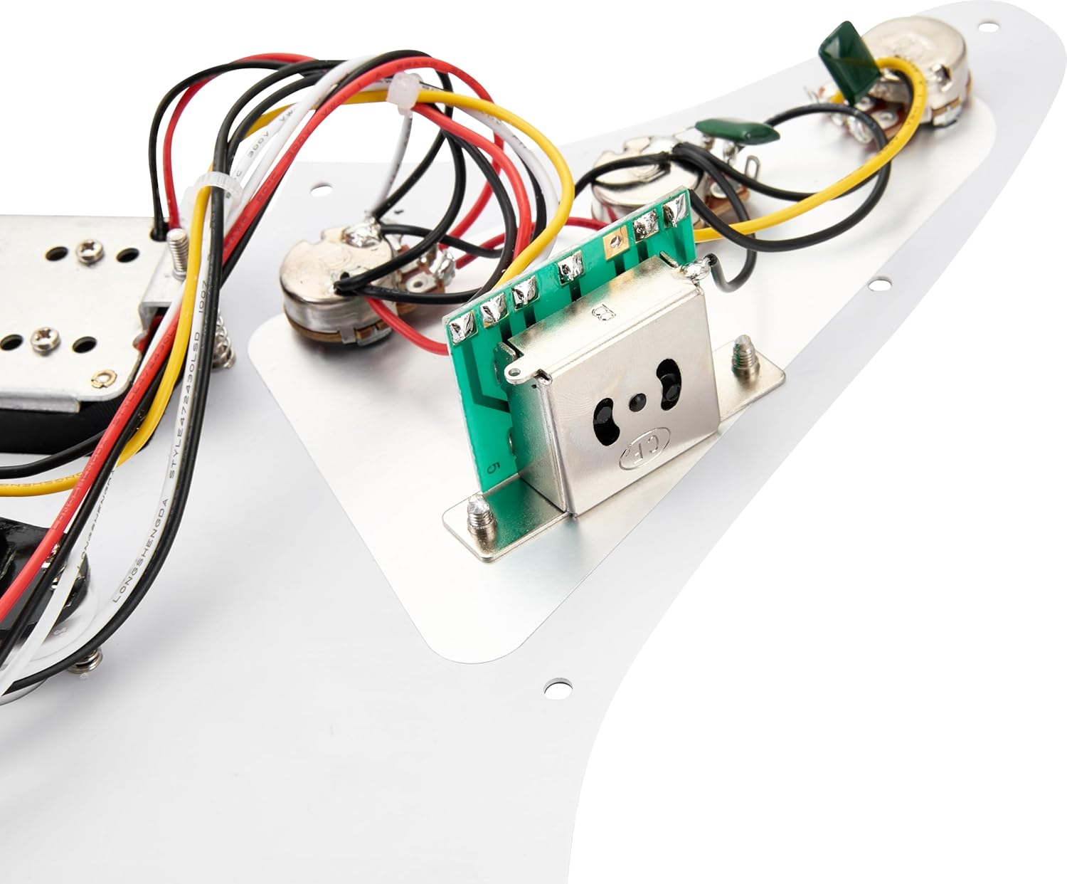 Pickguard-SSH-White Prewired Loaded Pickguard Set, SSH (Single/Single/Humbucker) Pickup Configuration, for Fender Stratocaster/ST Electric Guitar Replacement, 11-Hole 3-Ply White
