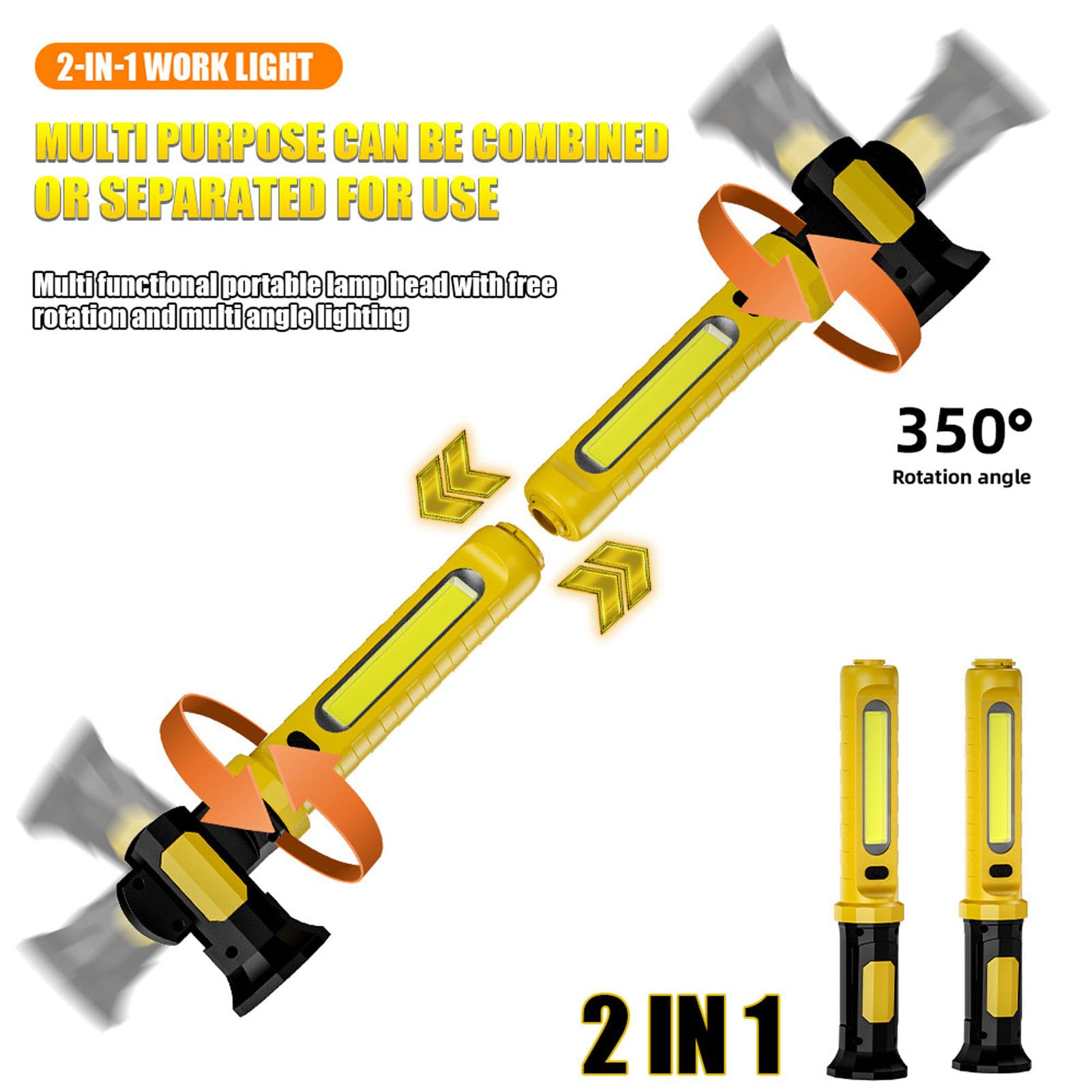 Generic Barra Luminosa da Lavoro Magnetica a LED Luce da Meccanico Ricaricabile Antiurto Impermeabile per Ispezione Auto Officina Garage con Controllo del Rilevamento del Movimento per Meccanici