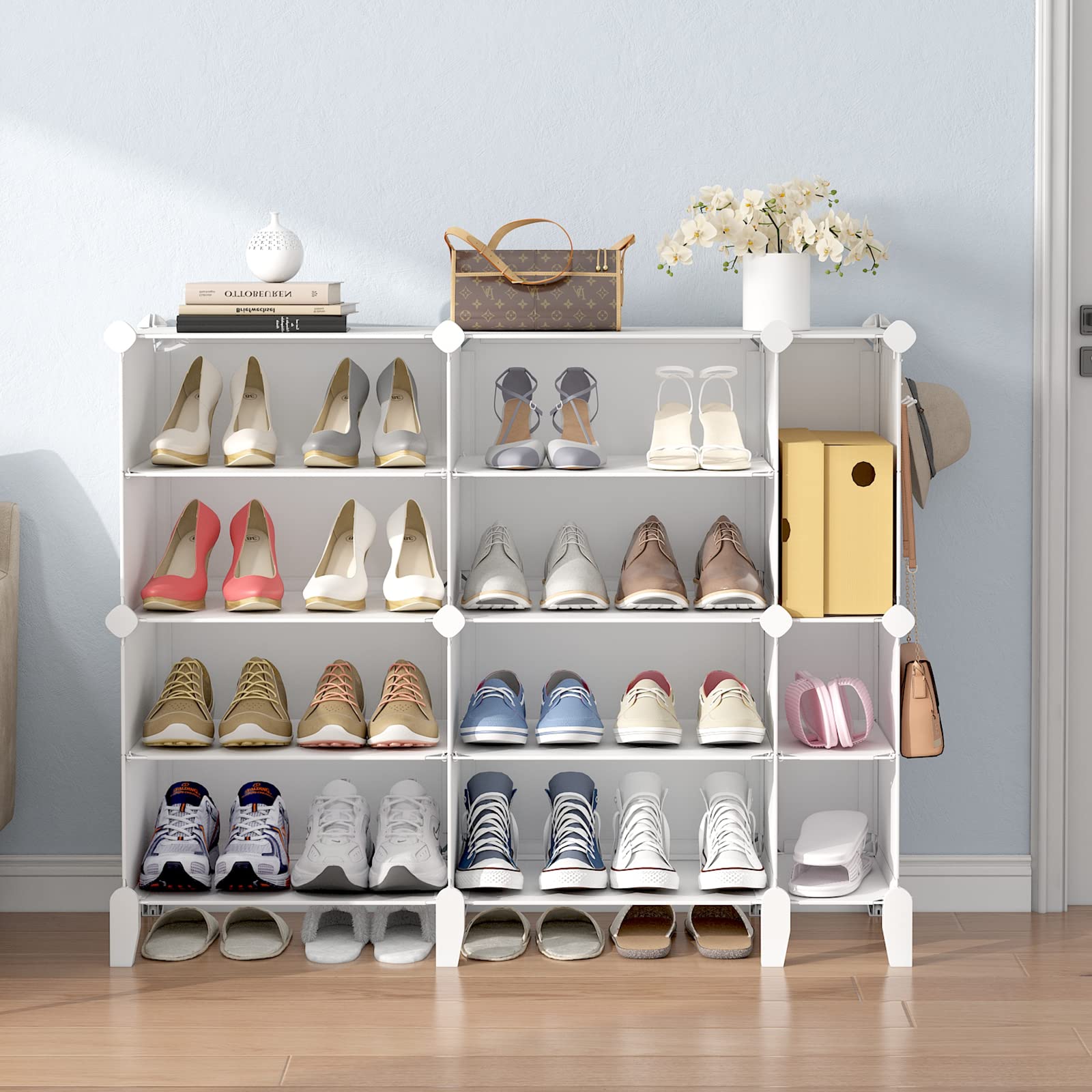 Protable Shoe Rack MAGINELS Portable Shoe Rack Plastic Shoe Organizer DIY Shoe Storage ...