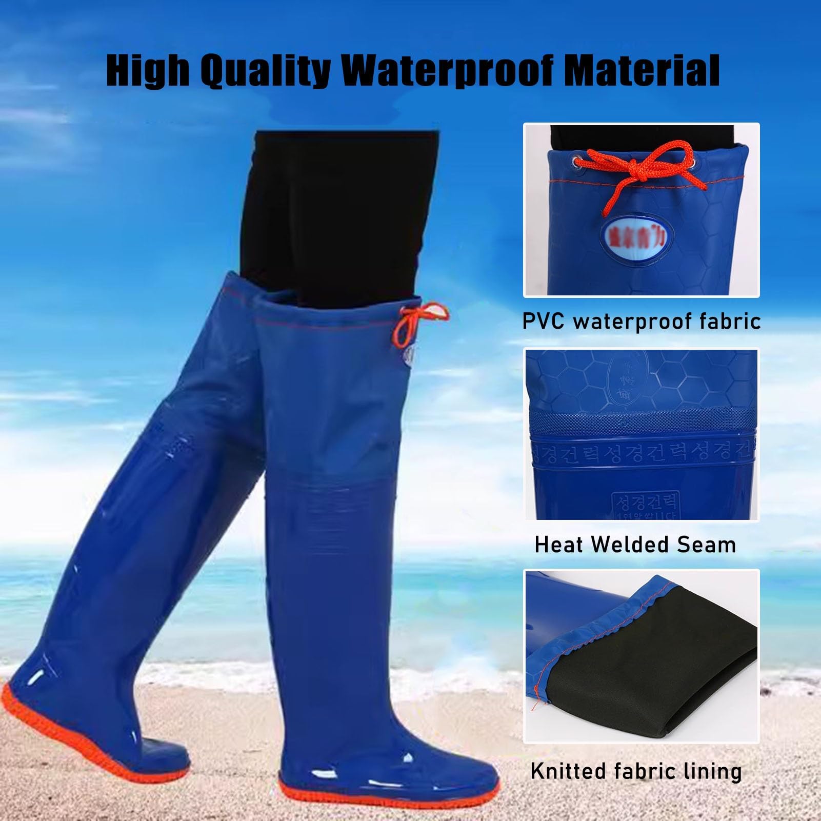 Hip Waders Waders Leggeri per Pesca e Caccia, Stivali da Pesca Alti Fino al Ginocchio 60 cm con Fondo Antiscivolo, Impermeabili mantengono Il Caldo