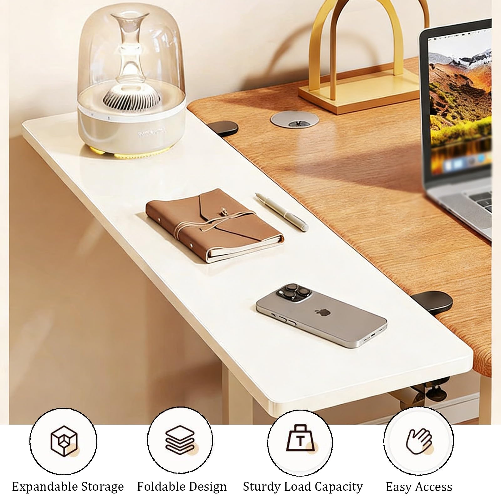 VXHCS Vassoio di Prolunga Ergonomico per Scrivania, Tavolo Prolunga da Scrivania, Pieghevole A 90°, Vassoio para Escritorio(35x8in)
