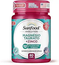 MAGNÉSIO TAURATO + ZINCO 800MG 60 CAPSULAS SUNFOOD EVOLUTION