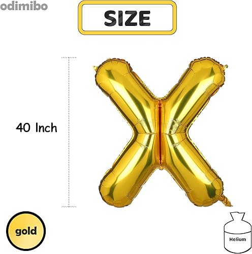 Miniatura 2 de Globos grandes de papel de aluminio dorado de 40 pulgadas con letras X de helio para decoración de fiesta de cumpleaños, palabra personalizada