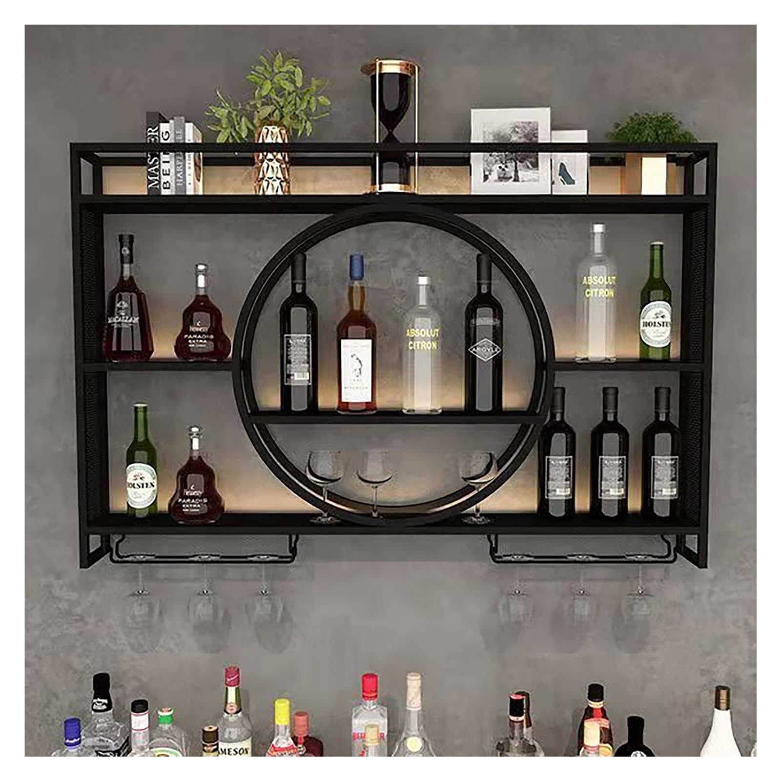 Support flottant pour bouteilles de vin pour étagères de bar et cuisine