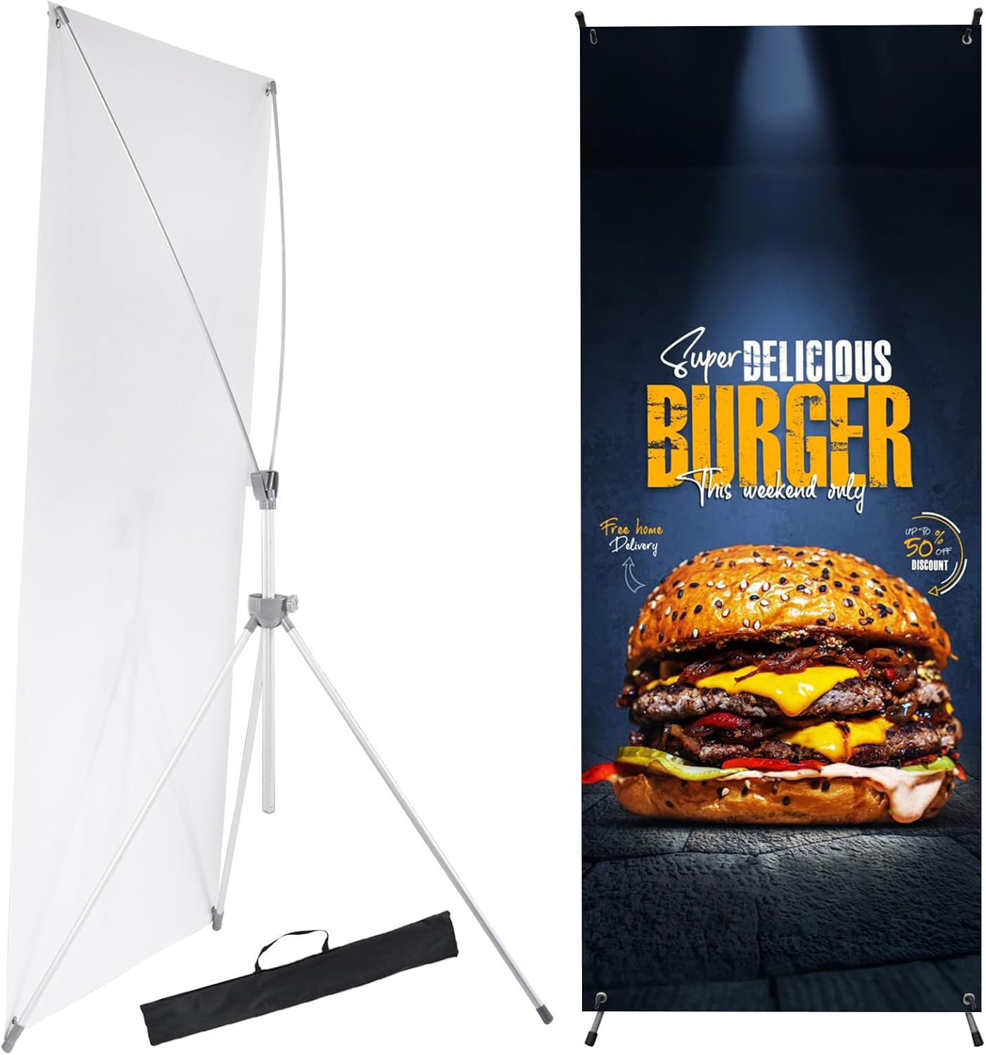 Yose X Banner Stand, Fits Posters 23"–32" Wide & 63"–78" Tall, Adjustable Retractable Banner Stand with Sturdy Aluminum Tripod, Carbon Fiber Arms & ABS Parts, Banner Holder for Business Events & Outdoor Marketing (1 Pack )