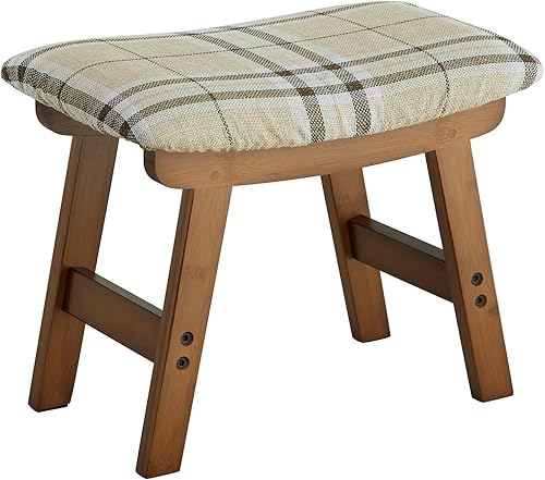 Taburete para pies, reposapiés otomano, taburete de bambú debajo del escritorio, taburete pequeño para sala de estar, dormitorio y cocina (patas