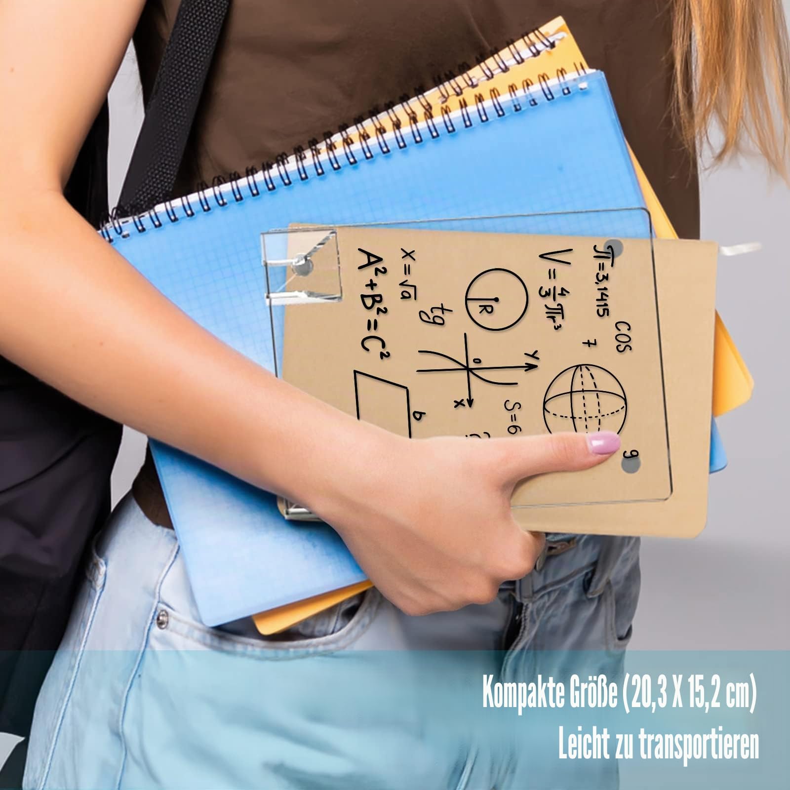 Transparentes Acryl-Whiteboard, 20,3 x 15,2 cm, rahmenlos, trocken abwischbar, mit flexiblem Magnetständer und Markern, Mini-Whiteboard, Schreibtischzubehör für Frauen, Zuhause, Büro, Schule