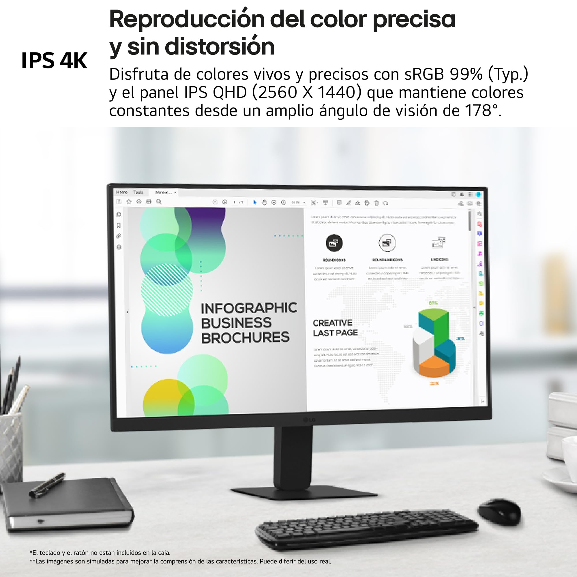 LG 24U631A-B - Schermo PC desktop da 24" - Pannello IPS risoluzione QHD (2560x1440), 5ms 100Hz, HDR 10, sRGB 99% (CIE1931), inclinabile, HDMI 2.0, USB-C (15W)