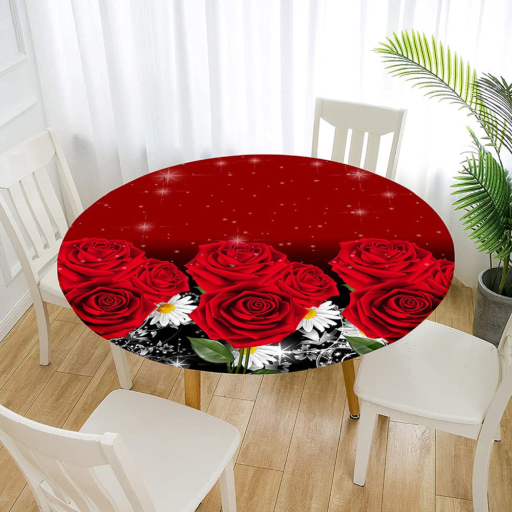 FANSU Tovaglia Rotonda 3D Antimacchia E Impermeabile Con Bordo Elastico, Plaid Rosa, Diametro 90 Cm, Poliestere Lavabile Per Cucina E Giardino - 2