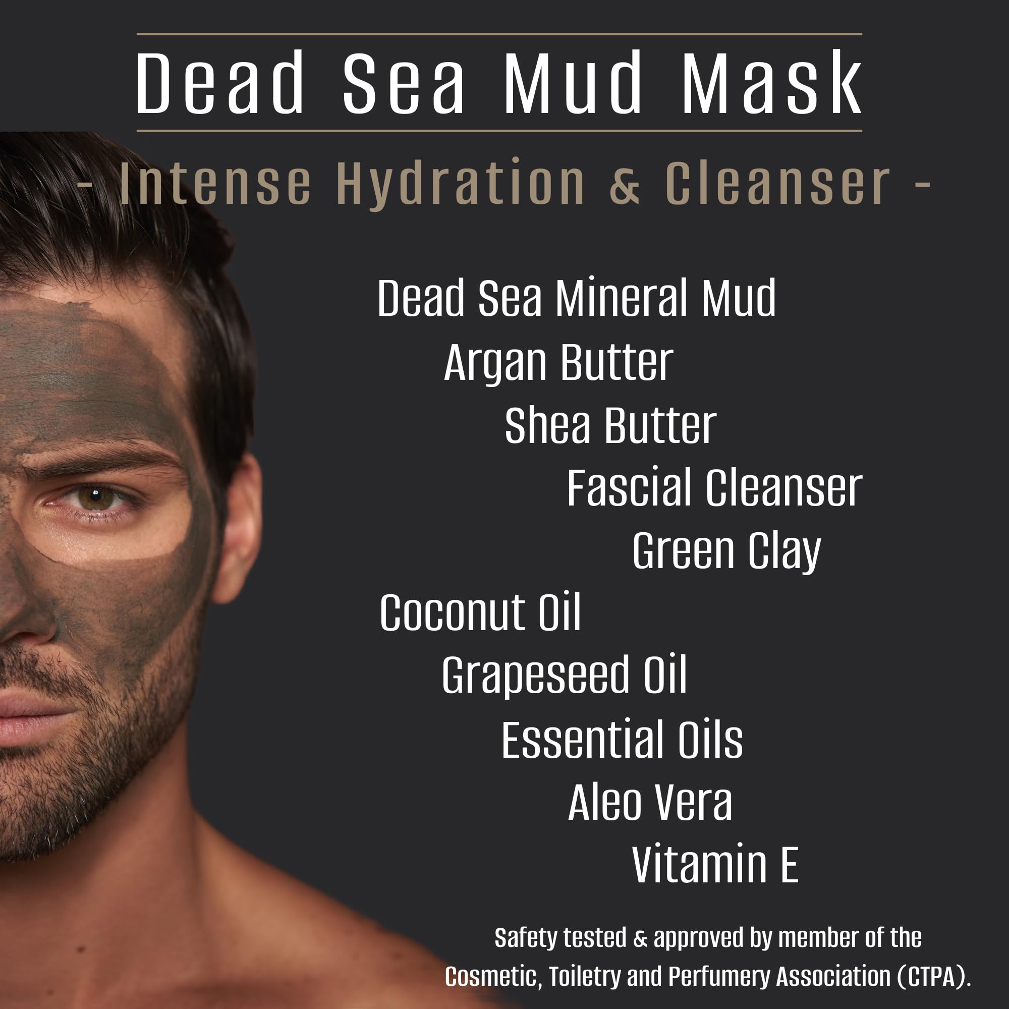 Black Sand Labs Premium Dead Sea Mud Mask, Intense Hydration & Cleanser with Argan Butter & Grapeseed Oil - Image 3