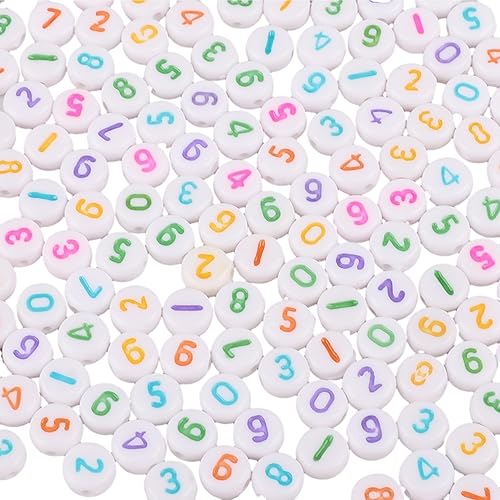 Miniatura 1 de 100 cuentas de números de acrílico redondas mixtas de colores para hacer joyas, collares, llaveros y pulseras