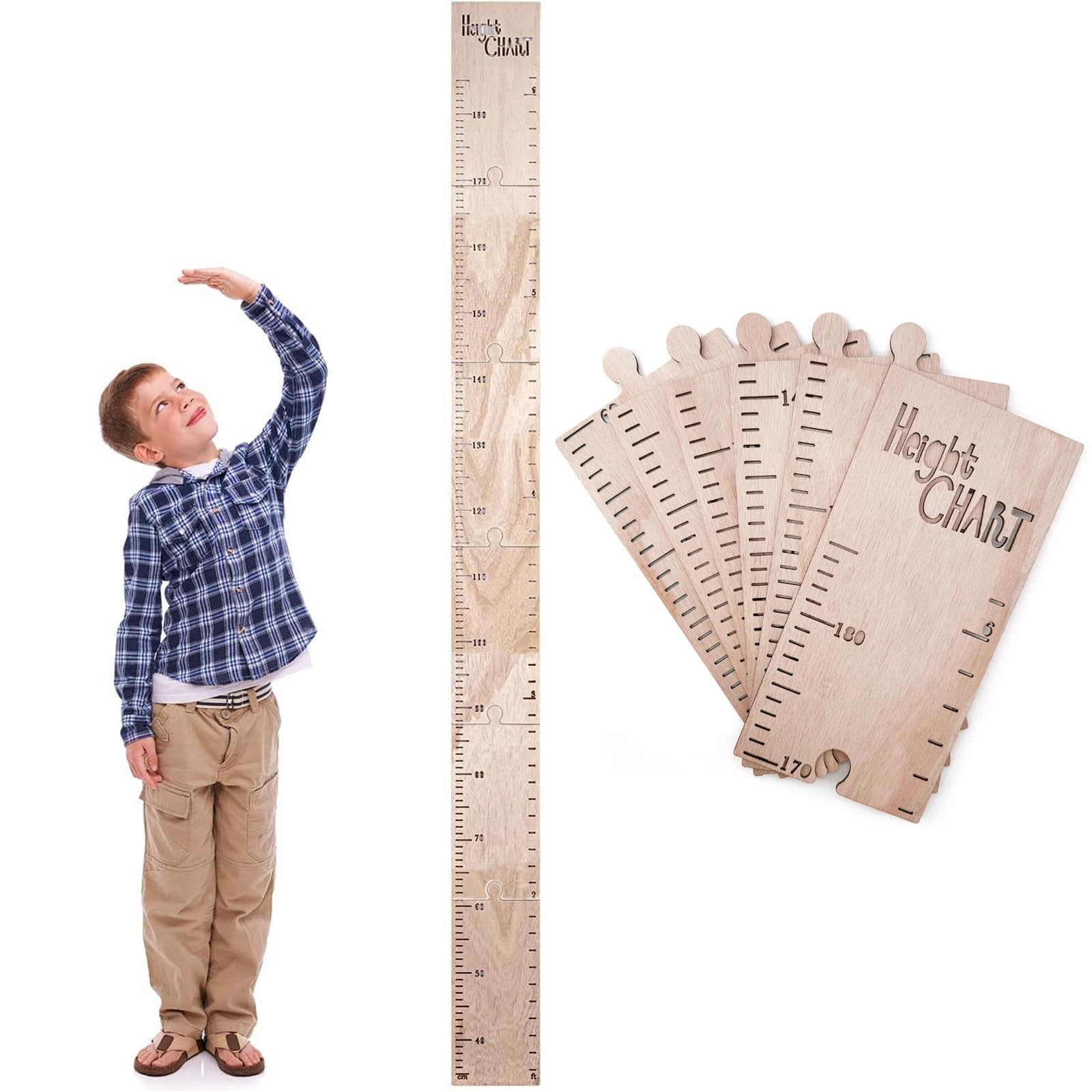 Tabella di Altezza in Legno per Bambini, Righello da Parete, Misurazione Decorazione (40-150 cm)