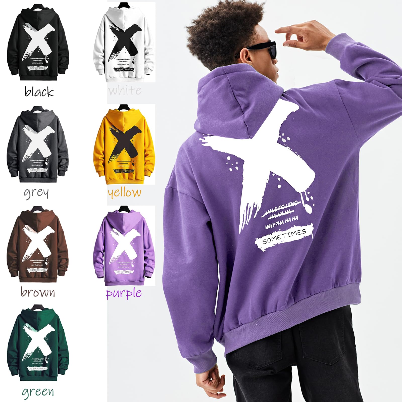 Moshtashio Felpa Uomo con Cappuccio Unisex Hip Hop a Maniche Lunghe Sweatshirt Pullover Uomo Felpe Stampa di Lettere Hoodie Uomo Autunno Inverno