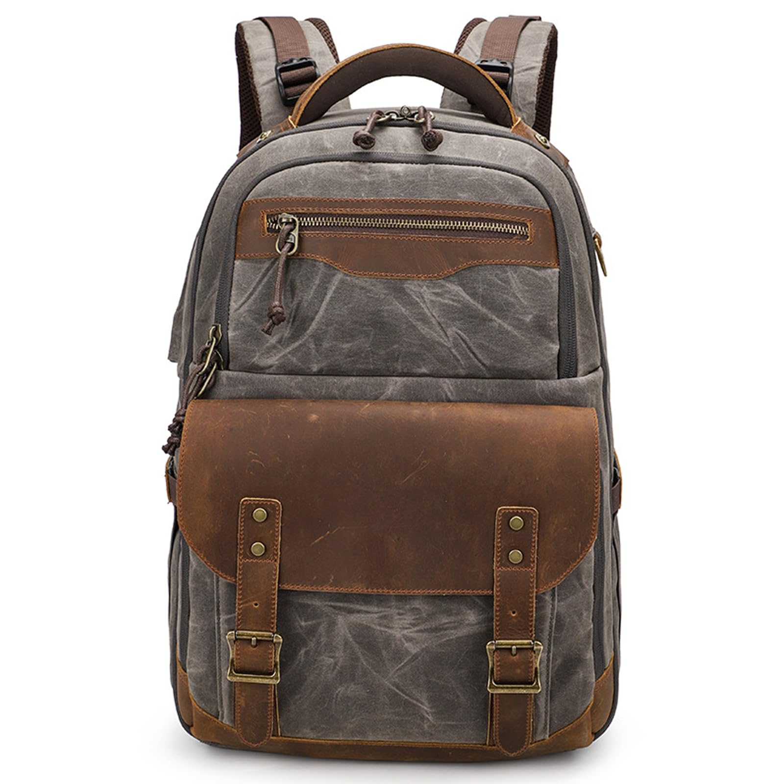 Zaino Macchina Fotografica in Tela Batik, Zaino da Viaggio Antiurto, con Scomparto per Notebook da 15.4 Pollici, per Treppiedi, Fotocamere, Obiettivi e Accessori (Grigio)