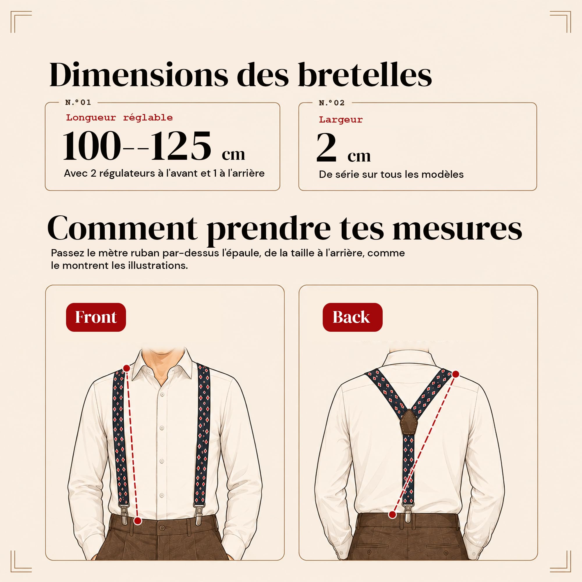 Bretelles en cuir pour hommes. Bretelles pour pantalons vintage. Bretelles en cuir pour hommes, rétro. Bretelles originales pour hommes.