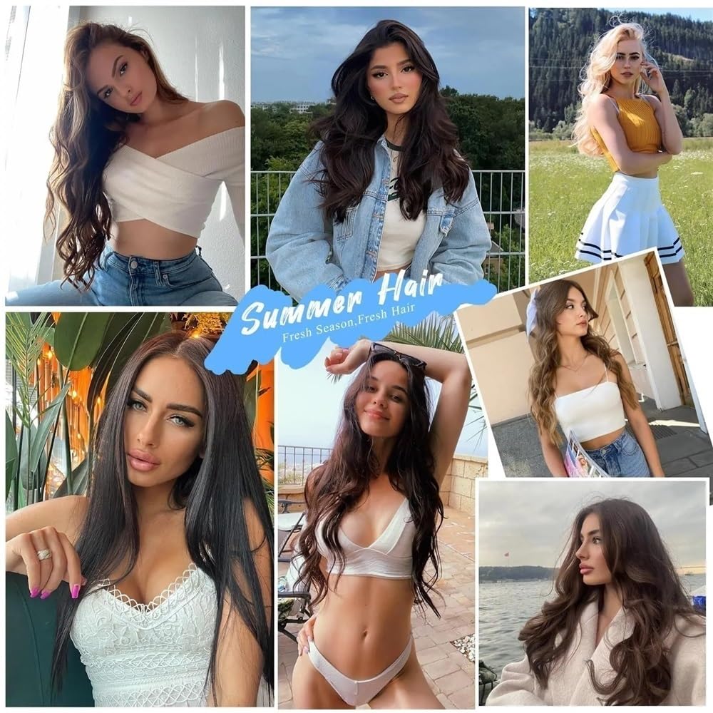 Przedłużki do włosów typu Clip-In prawdziwe męskie bezszwowe proste włosy Remy dla kobiet, 8 szt. w zestawie z podwójnym pasmem, 1B naturalna czerń, 16-26 cali 240 g przedłużki do włosów z klipsem (26