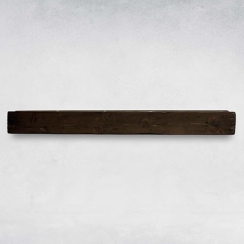 Miniatura 11 de URBANDI Repisa de chimenea, envejecida, rústica, flotante, moderna, madera real. (48 pulgadas de largo x 6 pulgadas de alto x 8 pulgadas, marrón)