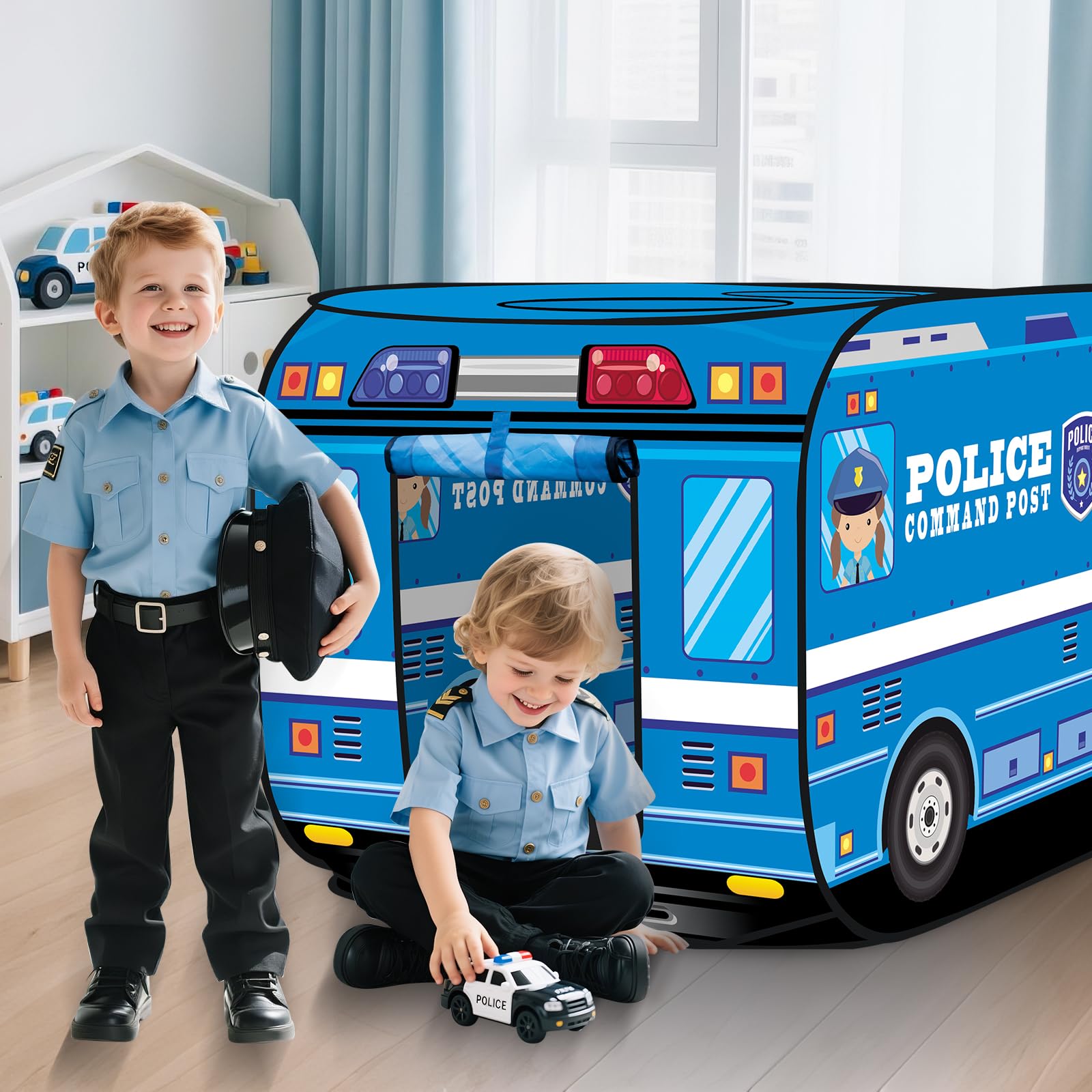 deAO Tenda Concept Car of Police – Spazio di gioco per interni ed esterni, per bambini