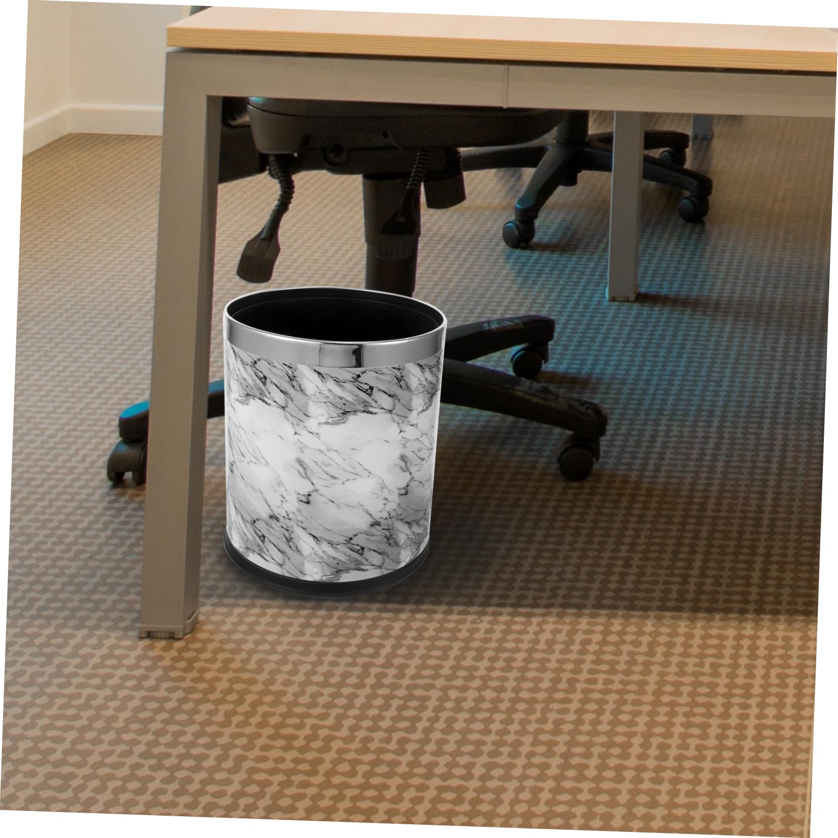 BUGUUYO Garbage Bin Kitchen Marble Pattern Trash Can Plastic Waste Paper Basket Office Garbage Can Imitation Marble Waste Bin