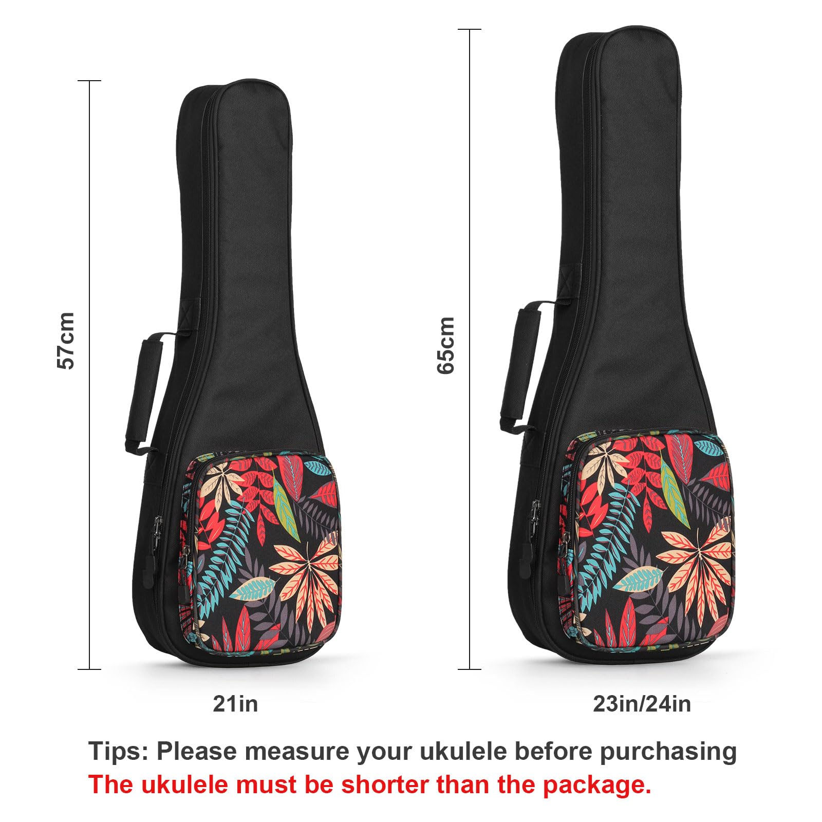 SHANNA Sac Coloré pour Ukulélé 21 Pouces, Housse pour Ukulélé, Soprano Etui Ukulélé, Rembourré pour Ukulélé avec Bretelles Réglables, Rembourrage épais et Fermeture à Glissière Améliorée, Fleurs