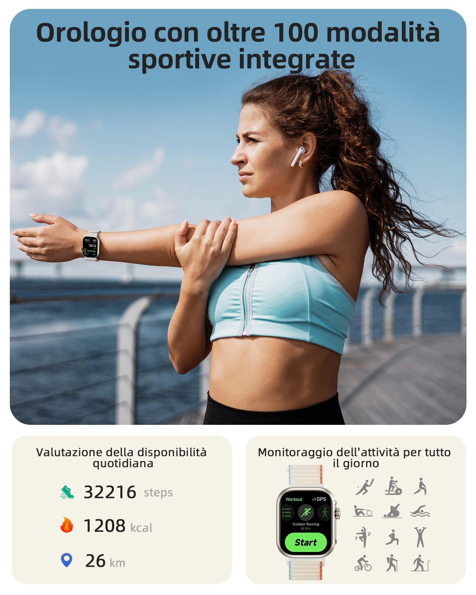 Parsonver Smartwatch Uomo Donna con GPS Integrato, Chiamate Bluetooth | Orologio Impermeabile 30M per Nuoto, Fitness Tracker con Frequenza Cardiaca, Sonno, Compatibile Android iOS, Argento Stellare