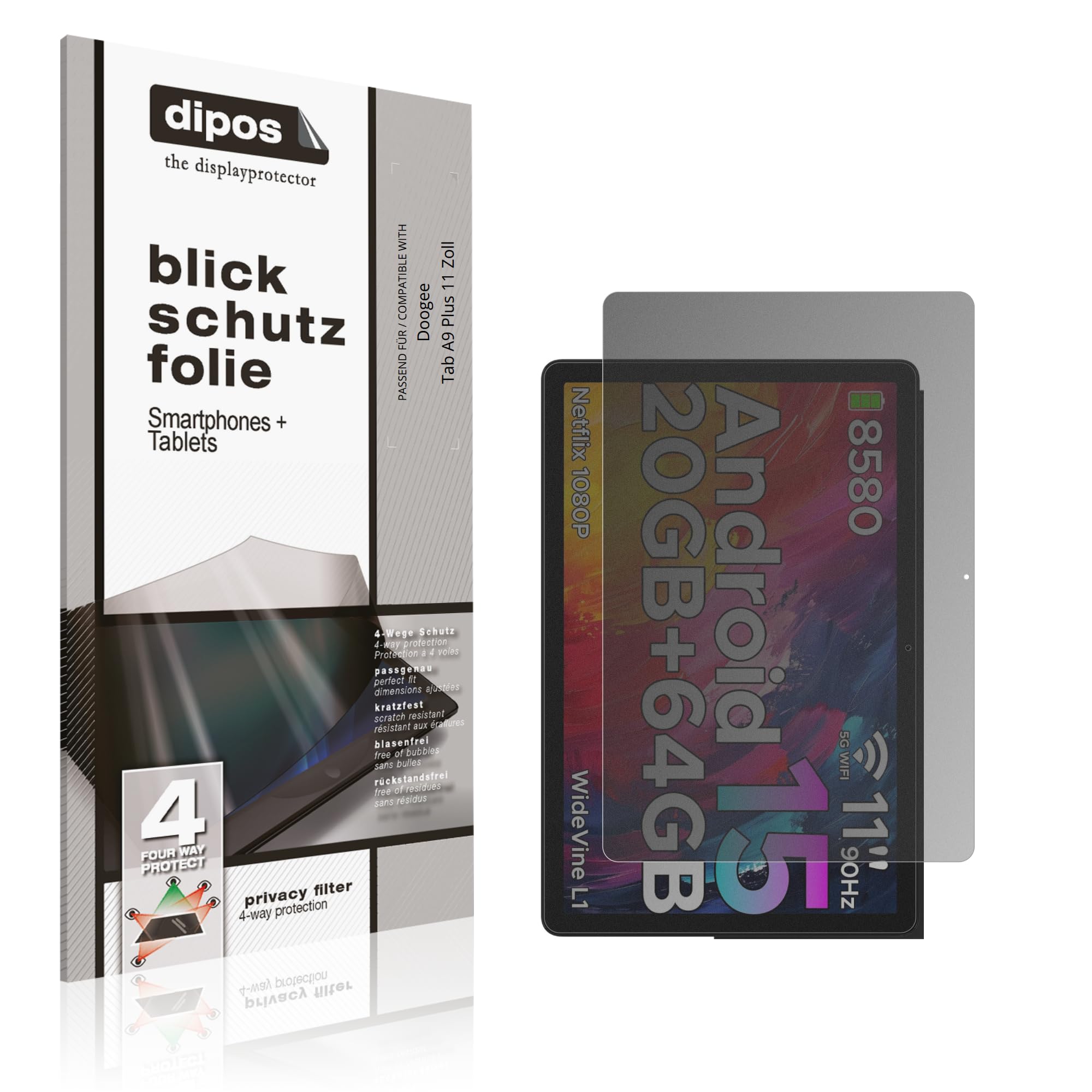 dipos Blickschutzfolie für Doogee Tab A9 Plus 11 Zoll